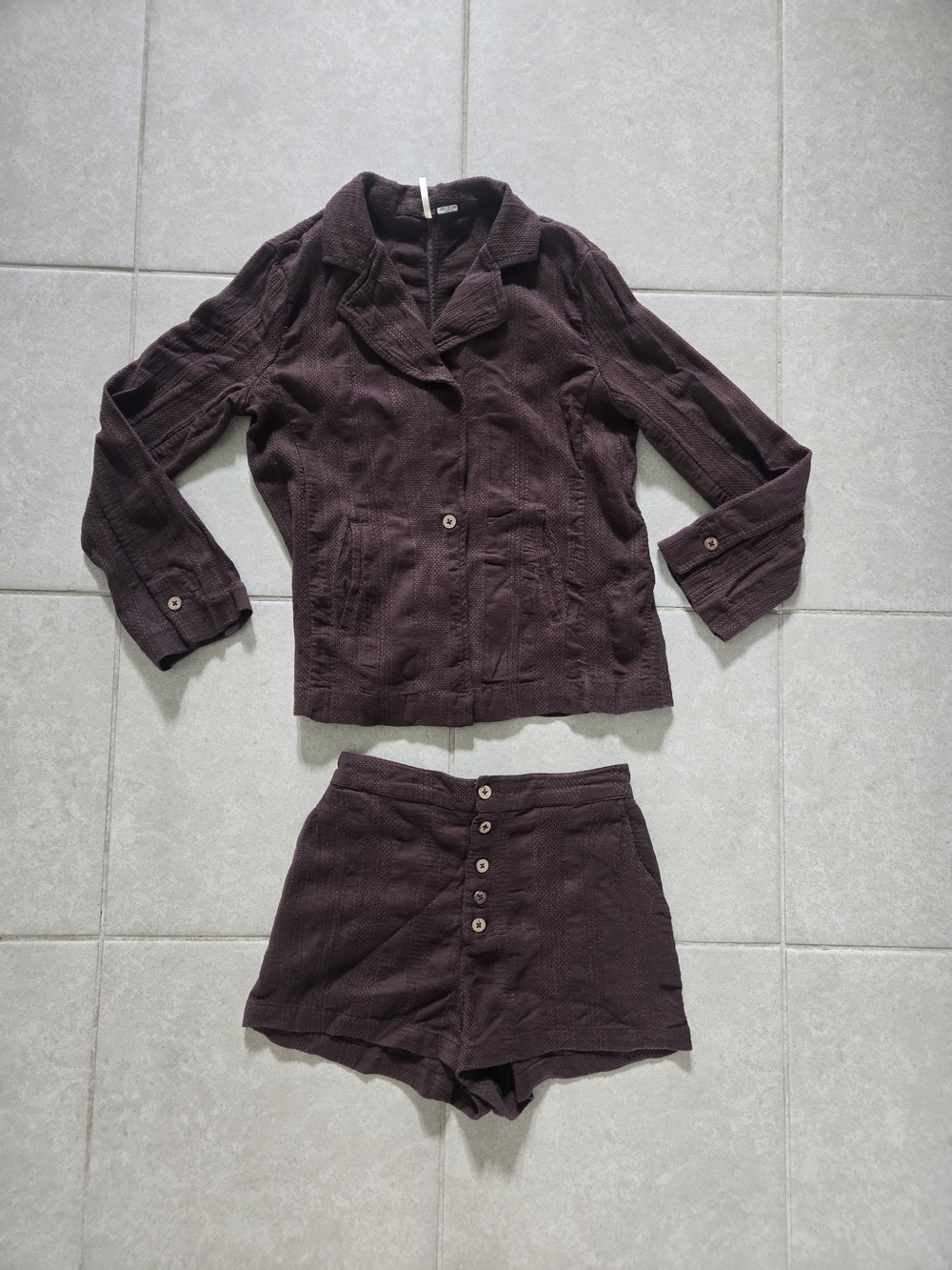 Free People Button-Front Lounge Jacket & High-Waisted Shorts